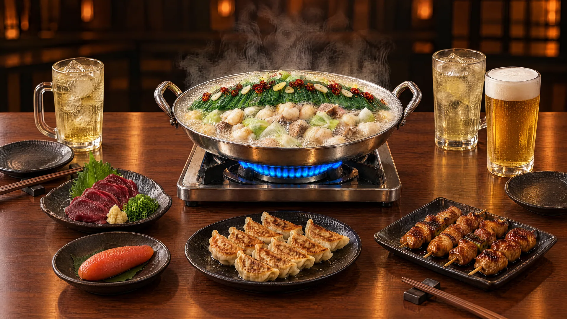もつ鍋を囲む博多料理の料理イメージ